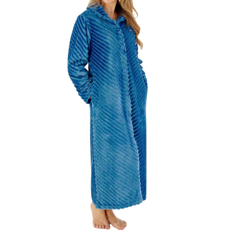 Stripes Longer Length Button Through 50 Inch Housecoat