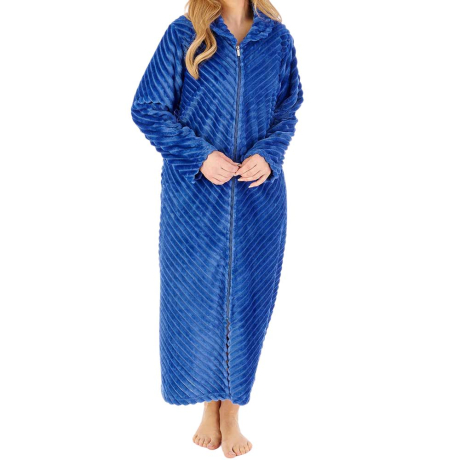 Stripes Longer Length Zip Opening 50 Inch Housecoat