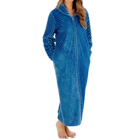 Stripes Longer Length Zip Opening 50 Inch Housecoat