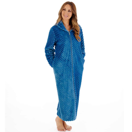 Slenderella Housecoat In Teal HC08302
