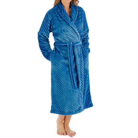 Stripes Shawl Collar 46 Inch Wrap Housecoat