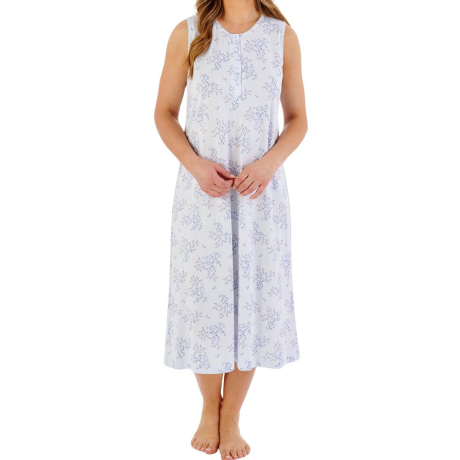 Bamboo Cotton Sleeveless Buttoned Top 42 Inch Nightdress