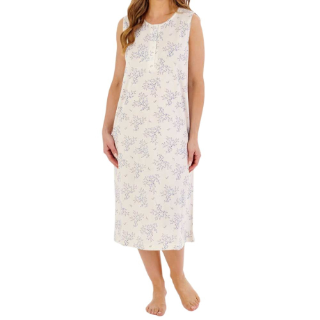 Bamboo Cotton Sleeveless Buttoned Top 42 Inch Nightdress