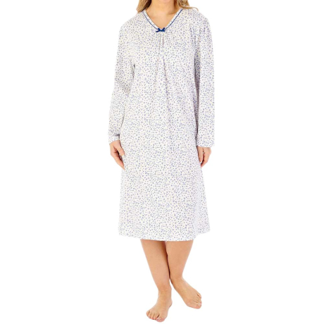Anemone Long Sleeve V-neck Cotton Nightdress