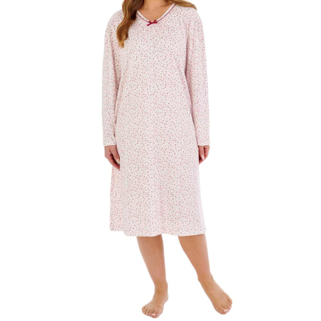 Anemone Long Sleeve V-neck Cotton Nightdress