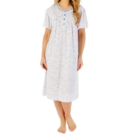 Anemone Short Sleeve Buttoned Top 42 Inch Cotton Nightdress