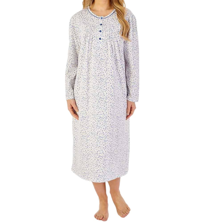 Anemone Long Sleeve Buttoned Top 45 Inch Nightdress