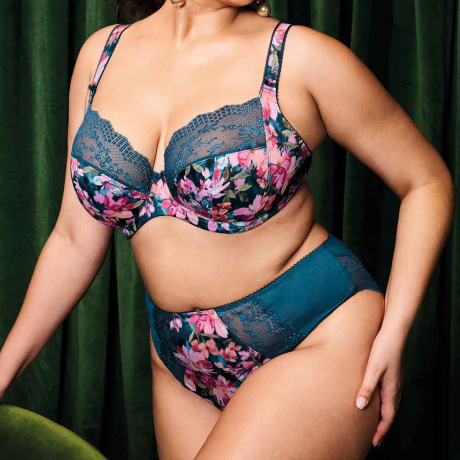 Elomi Lucie Bra and Briefs in Teal Floral EL4490 and EL4498
