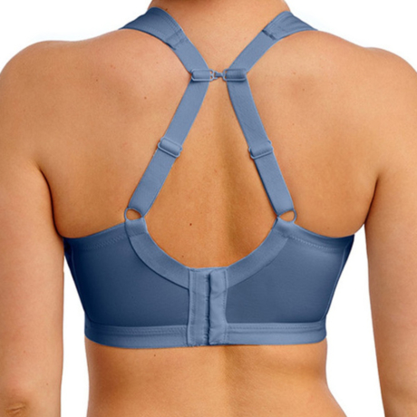 Freya Sports Bra in Steel Blue back view
