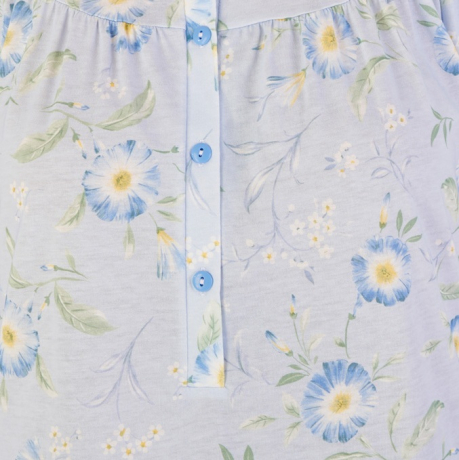 Blue Flower Sleeveless Cotton 44 Inch Nightdress ND1110 blue