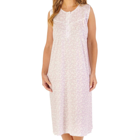 Slenderella Bamboo Butterfly Build Up Shoulder 42 Inch Nightdress ND1120 Lilac