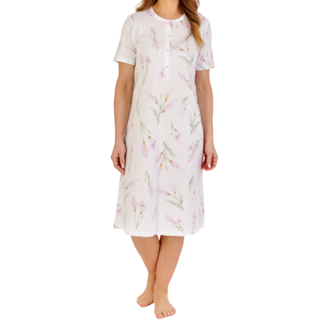 Calla Lily Short Sleeve Cotton 42 Inch Nightdress