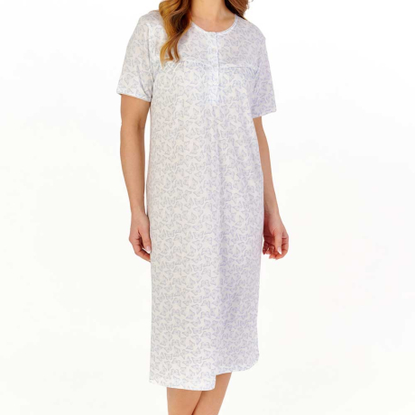 Slenderella Bamboo Butterfly Short Sleeve 42 Inch Nightdress ND1121 blue