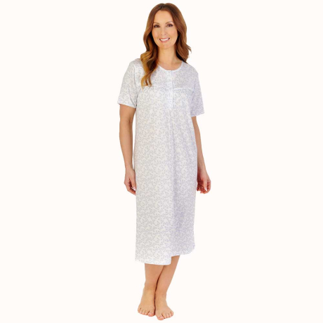 Slenderella Bamboo Butterfly Short Sleeve 42 Inch Nightdress ND1121 blue