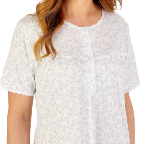 Slenderella Bamboo Butterfly Short Sleeve 42 Inch Nightdress ND1121 blue