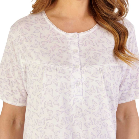 Slenderella Bamboo Butterfly Short Sleeve 42 Inch Nightdress ND1121 lilac