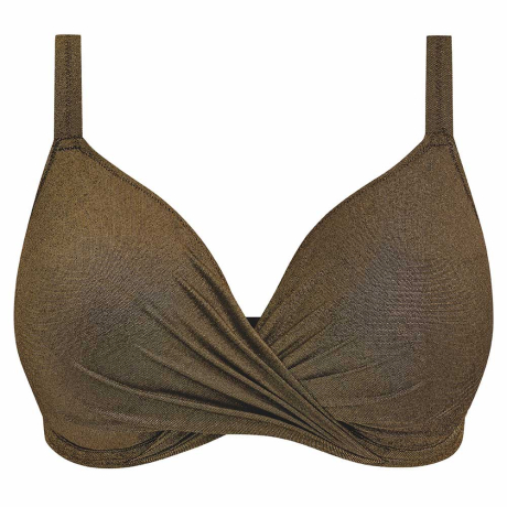 Elomi Swim Sunset Shimmer Underwired Plunge Bikini Top in Gold Rush ES803227