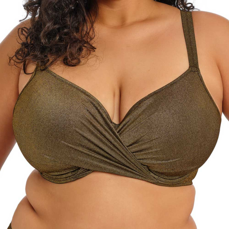 Elomi Swim Sunset Shimmer Underwired Plunge Bikini Top in Gold Rush ES803227