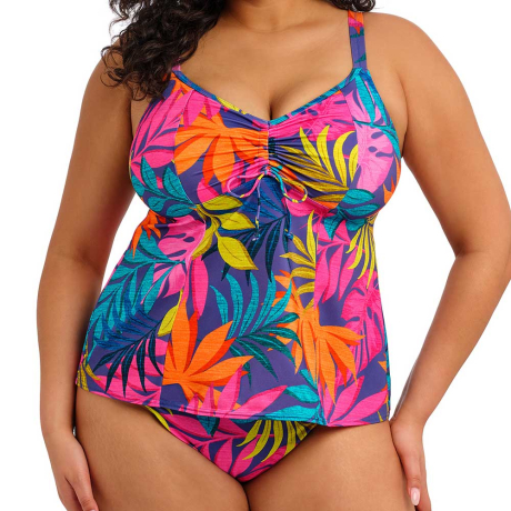 Elomi Swim Porto Rafti Tankini in Indigo ES803361 and Mid-rise Bikini Brief ES803372