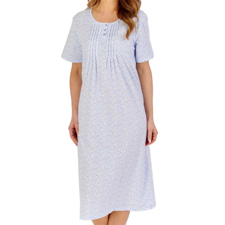 Spring Petal Short Sleeve Cotton 45 Inch Nightdress