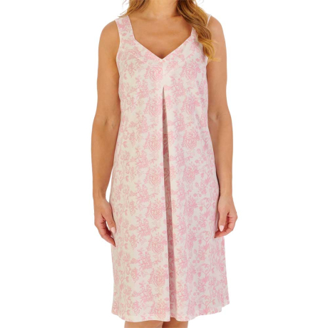 Slenderella English Rose Broad Strap 42 Inch Cotton Nightdress in Pink ND1105