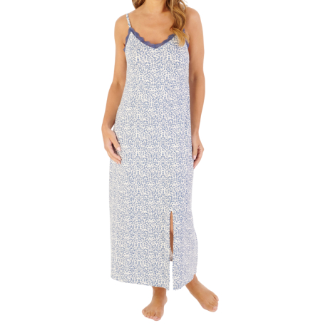 Supersoft Leopard Print Spaghetti Strap 47 Inch Nightdress