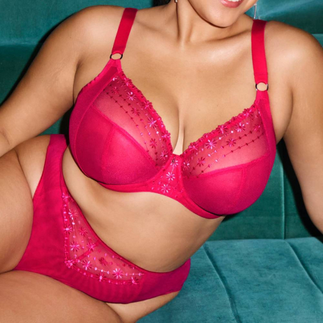 Elomi Matilda bra and brief product in hot pink EL8900 EL8906, mood shoot image
