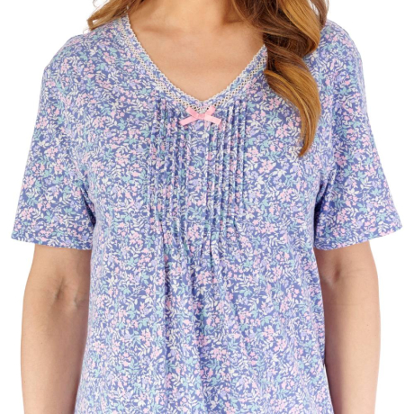 Slenderella Nightdress product in navy NDW2105- closeup image