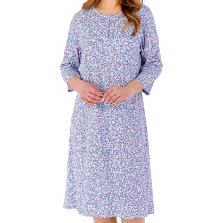 Winter Leaves 3/4 Sleeve Cotton 42 Inch Nightdress