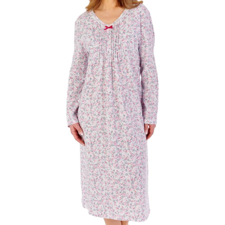 Winter Leaves Long Sleeve Cotton 45 Inch Nightdress
