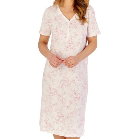 Soft Bloom Short Sleeve 42 Inch Cotton Nightdress