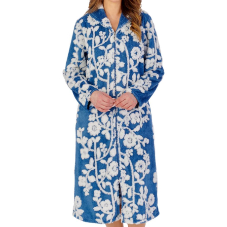 Slenderella Housecoat product in blue HCW2321- front view image
