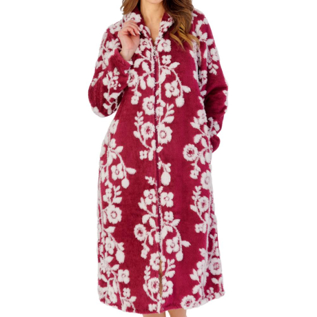 Slenderella Housecoat product in raspberry HCW2321- front view image