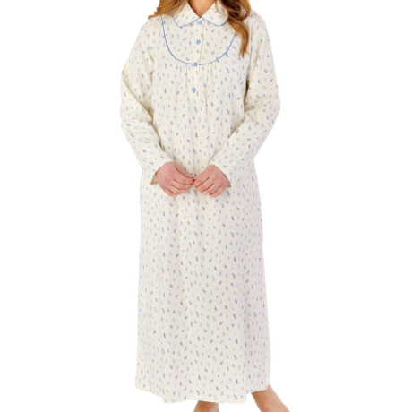 Twig Print Brushed Cotton Collared 51 inch Nightdress