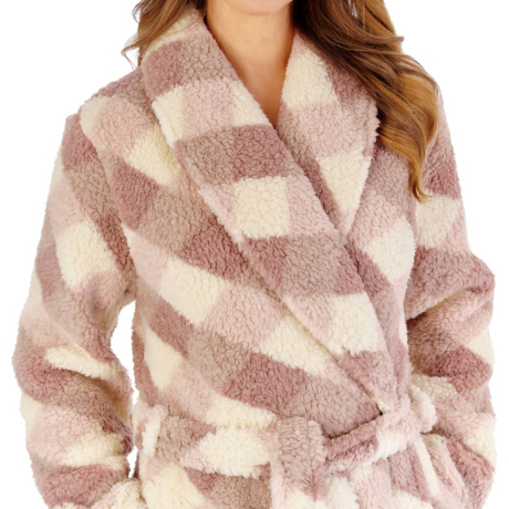 Slenderella Housecoat product in pink HCW2312- close up image