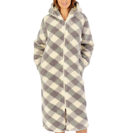 Slenderella Housecoat product in grey HCW2311- front view image
