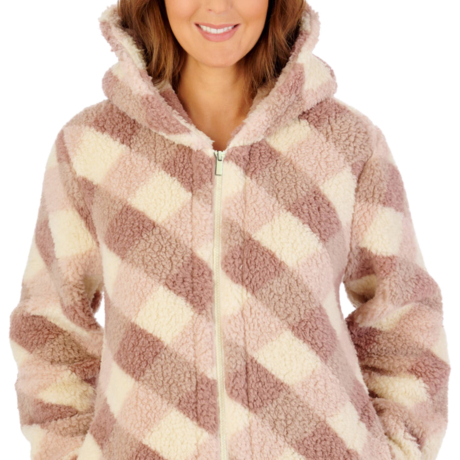 Slenderella Housecoat product in pink HCW2311- close up image