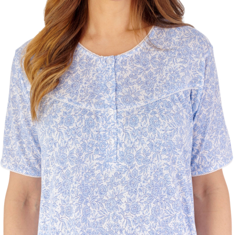 Slenderella Nightdress product in blue NDW2126- close up image 