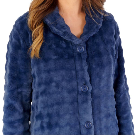 Slenderella Housecoat product in navy HCW2301- close up image