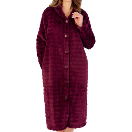 Wave Fleece Button Through 45 Inch Housecoat