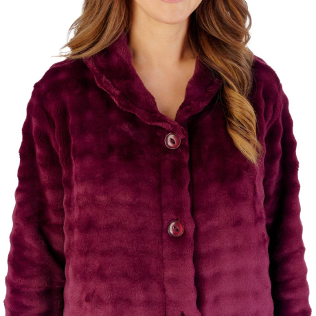 Slenderella Housecoat product in wine HCW2301- close up image