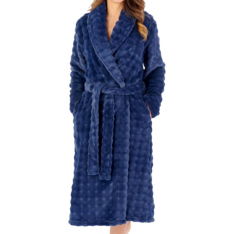 Slenderella Housecoat product in navy HCW2303- front view image