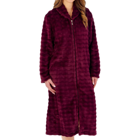 Wave Fleece Zip Opening 46 Inch Housecoat