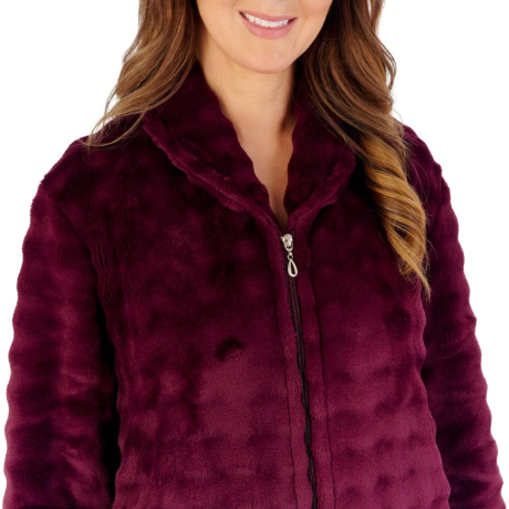 Slenderella Housecoat product in wine HCW2302- close up image