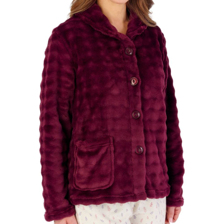 Wave Fleece Long Sleeve Button Opening Bedjacket