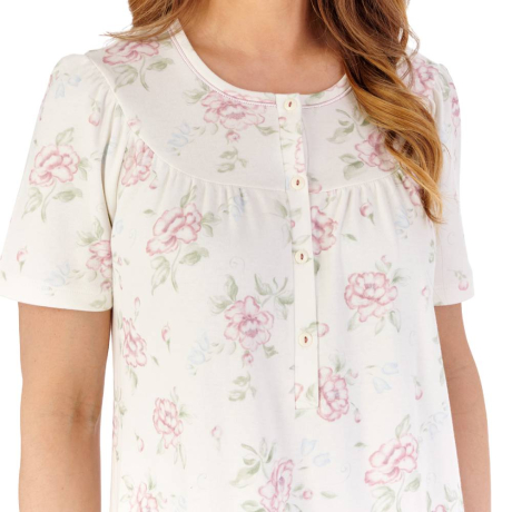 Slenderella Nightdress product in ivory NDW2120- close up image
