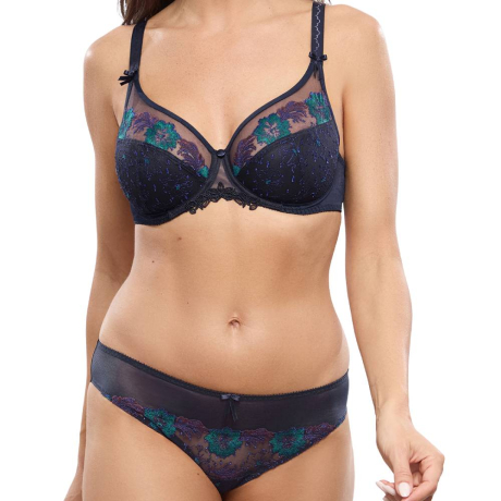 Empreinte Clea brief and full cup bra product in mystic blue 03237 07237- full set image
