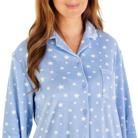 Slenderella pyjamas product in blue PJW2347- close up image