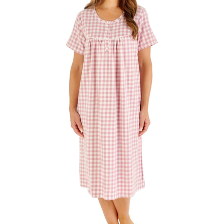 Timeless Check Short Sleeve 42 Inch Cotton Nightdress