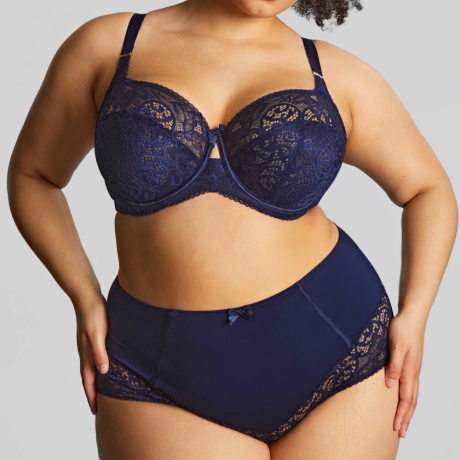 NAVY,Scupltresse,2026,9685, 9684,Estel Underwired Full Cup Bra and high waist briefs,full image